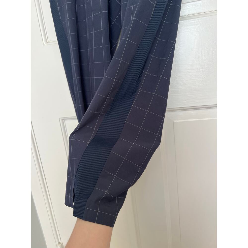 Athleta Brooklyn Textured Ankle Pant Blue WIndowpane Pattern Check Women's 8P - Picture 7 of 14
